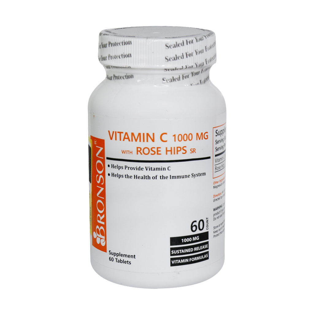 Bronson-Vitamin-C-1000-mg-With-Rose-Hips-Tablets قرص ویتامین C 1000 میلی گرم با عصاره رزهیپس برونسون